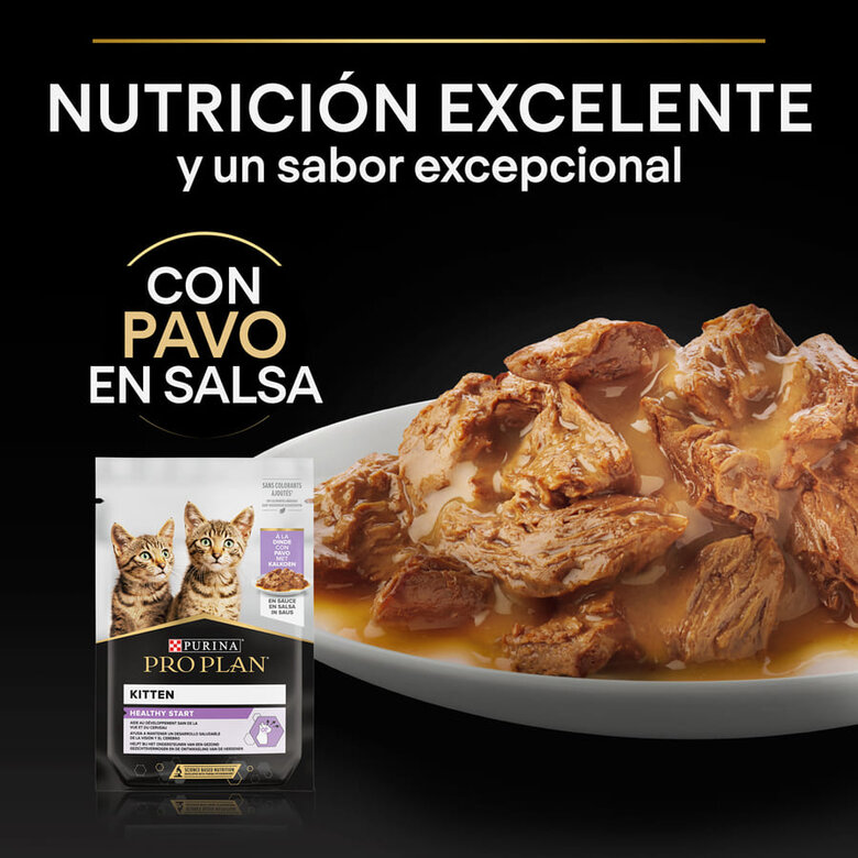Pro Plan NutriSavour Feline Kitten Pavo sobre  en salsa, , large image number null